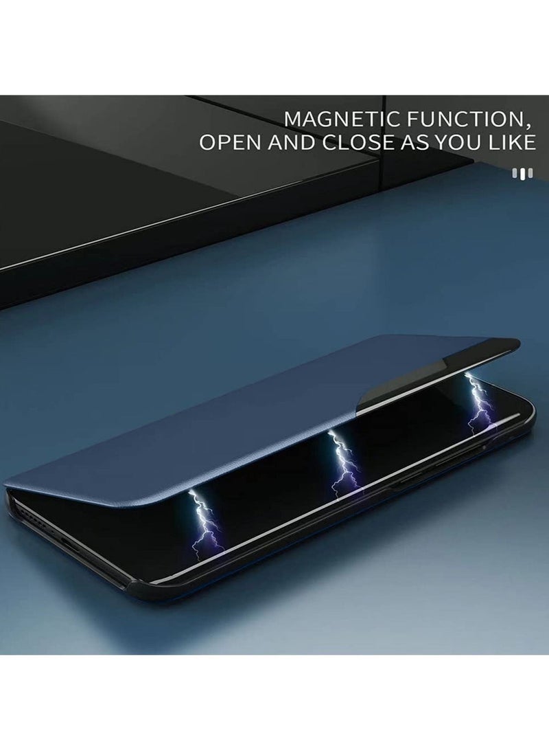 دبليو تيك جراب هاتف ذكي بنوافذ عاكس قابل للطي غطاء جراب تلقائي للنوم وإيقاظ لهاتف Oppo A98 5G 2023 أزرق  - Image 4