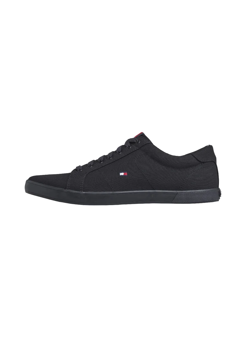 TOMMY HILFIGER Men's Canvas Lace Up Trainers Sneakers - Cotton, Black