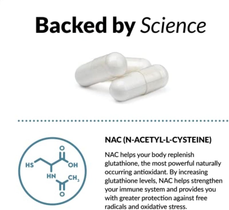 Force Factor فورس فاكتور NAC 600 ملغ ن-أسيتيل سيستين لصحة الكبد دعم المناعة إنتاج مضادات الأكسدة جرعة مدروسة سريرياً 200 حصة - Image 3