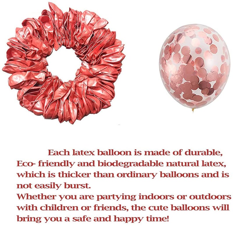 LAZYBEEE Rose Gold Balloons & Rose Gold Confetti Balloons 62 Pack - 12 inch Premium Latex Balloons & Ribbon - Rose Gold Party Decorations (Rose Gold) - Image 4