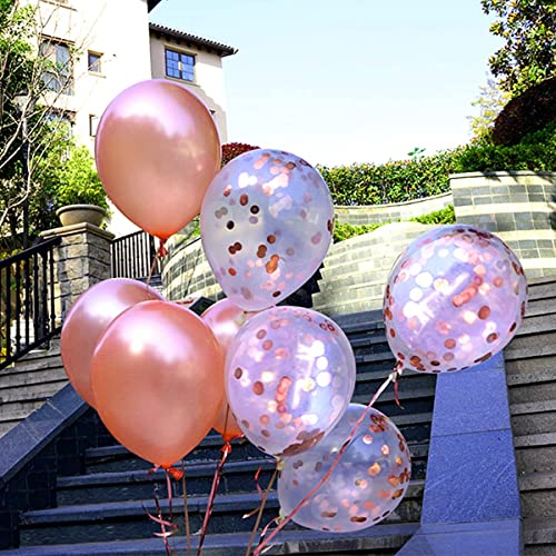 LAZYBEEE Rose Gold Balloons & Rose Gold Confetti Balloons 62 Pack - 12 inch Premium Latex Balloons & Ribbon - Rose Gold Party Decorations (Rose Gold) - Image 3