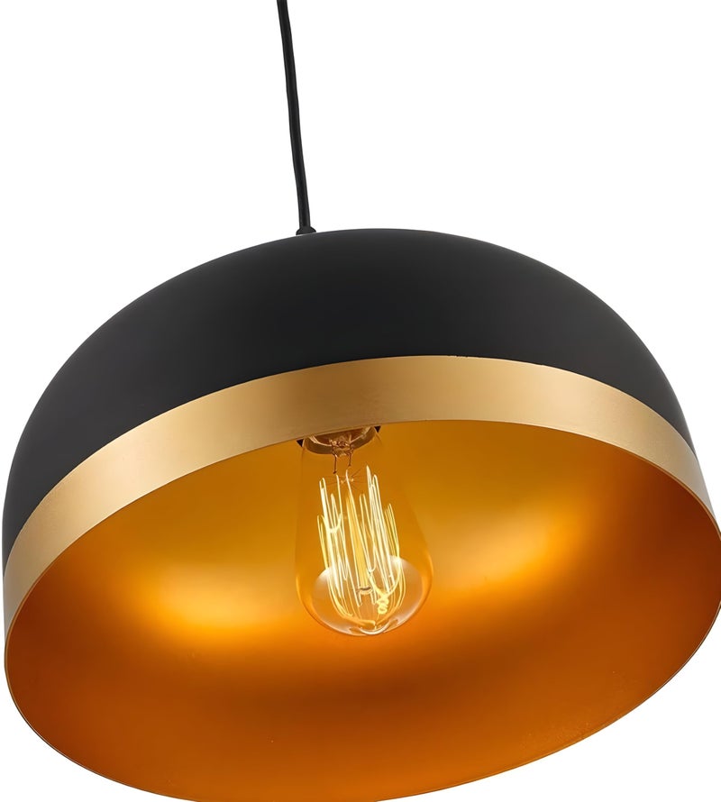 RBSK Morden Metallic Black and Golden Pendant Hanging Lamp, 10 inch, E-27 Holder, for Living Room (with Bulb) - Image 5