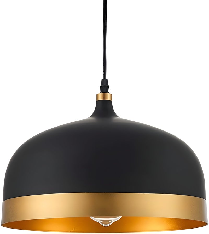 RBSK Morden Metallic Black and Golden Pendant Hanging Lamp, 10 inch, E-27 Holder, for Living Room (with Bulb) - Image 1