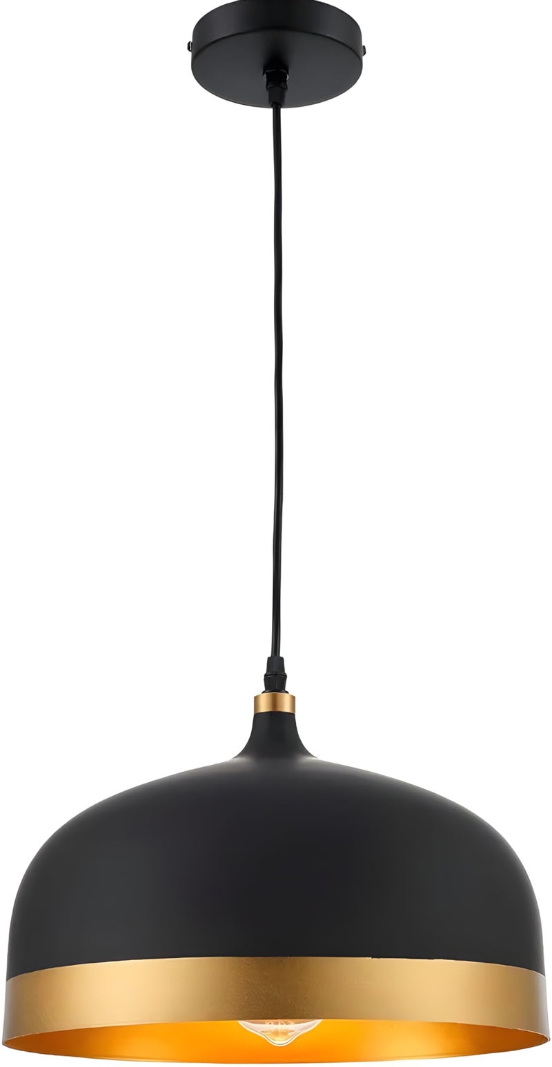 RBSK Morden Metallic Black and Golden Pendant Hanging Lamp, 10 inch, E-27 Holder, for Living Room (with Bulb) - Image 2