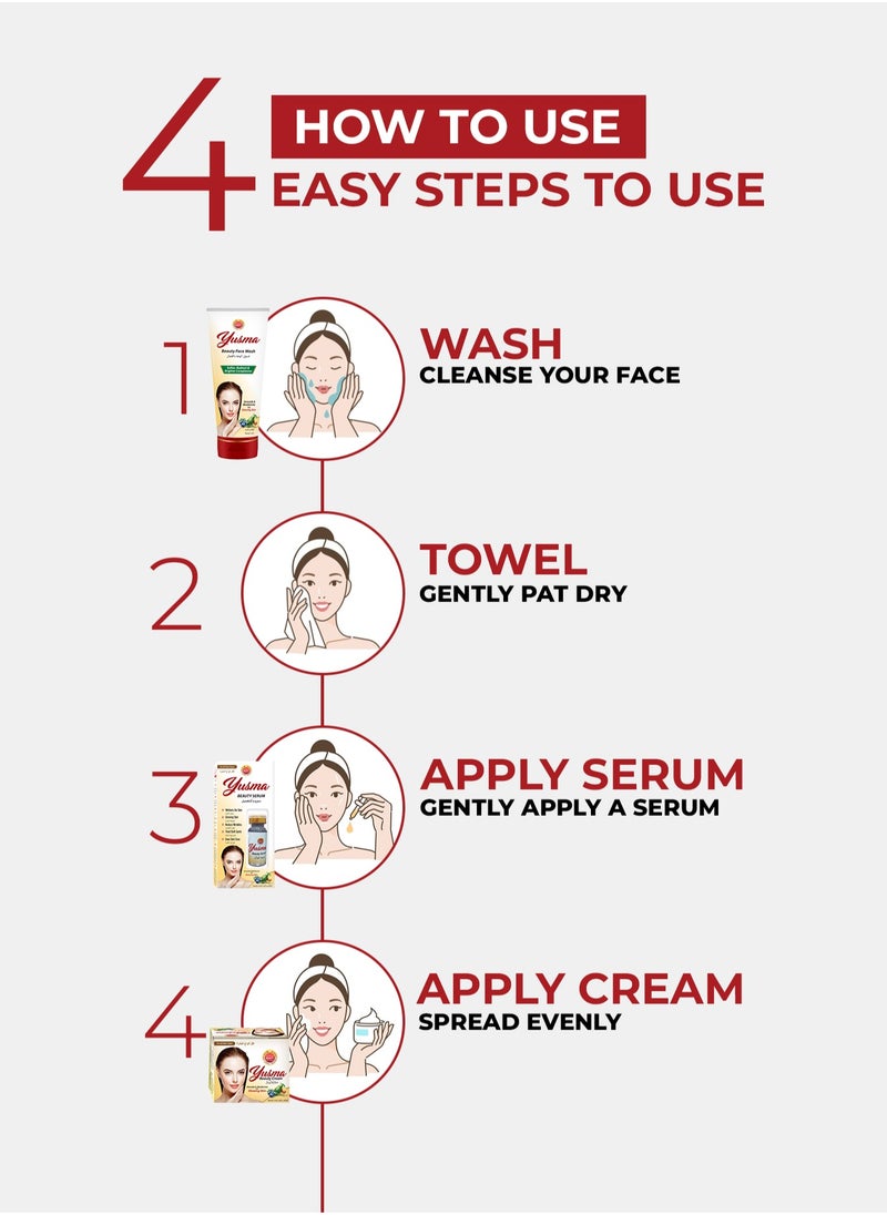 Yusma Beauty Cream - Helps get Acne Free Glowing Skin, Even Skin Tone, Brightens - For All Skin Types 30g  - Image 3