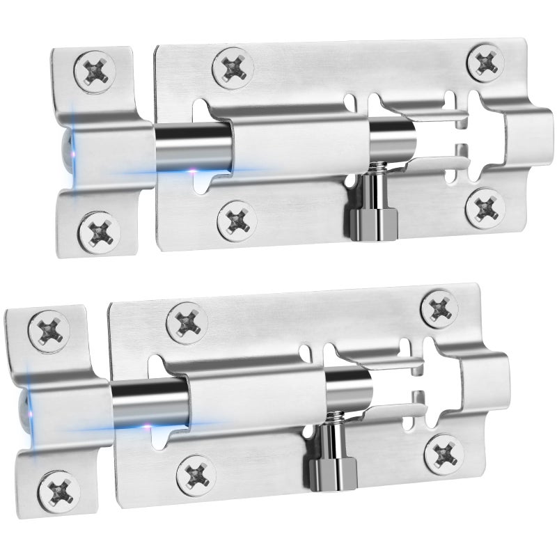 INBOF 2 Pack Slide Lock, 3 Inch Barrel Bolt Latch, Door Latch Lock with 12 Screws, Stainless Steel Slide Locks for Inside Door - Image 1