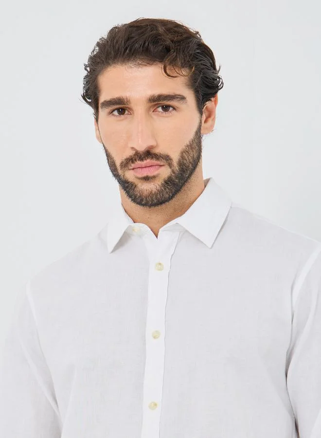 برودكت قميص بقصة منتظمة وياقة صلبة