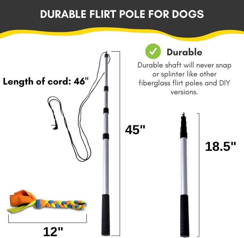 YES4QUALITY Flirt Pole for Dogs - Safe & Strong for Large Breeds w/Non-Bungee Cord - Spring Pole for Tug of War, Interactive Play & Puppy Training - Heavy-Duty Teaser Wand for Outdoor Exercise - Image 3