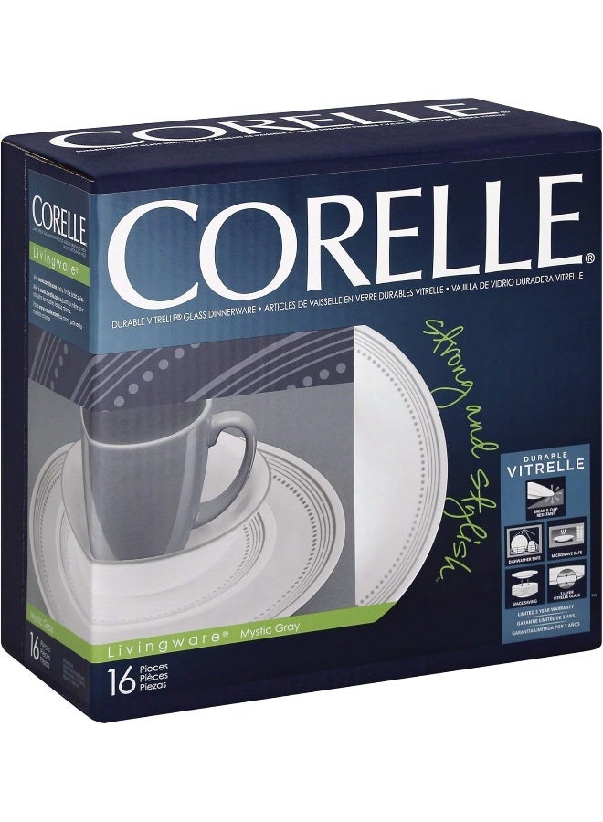 Corelle Dinnerware 16Pc Mystic Gray, White And Gray - Image 4