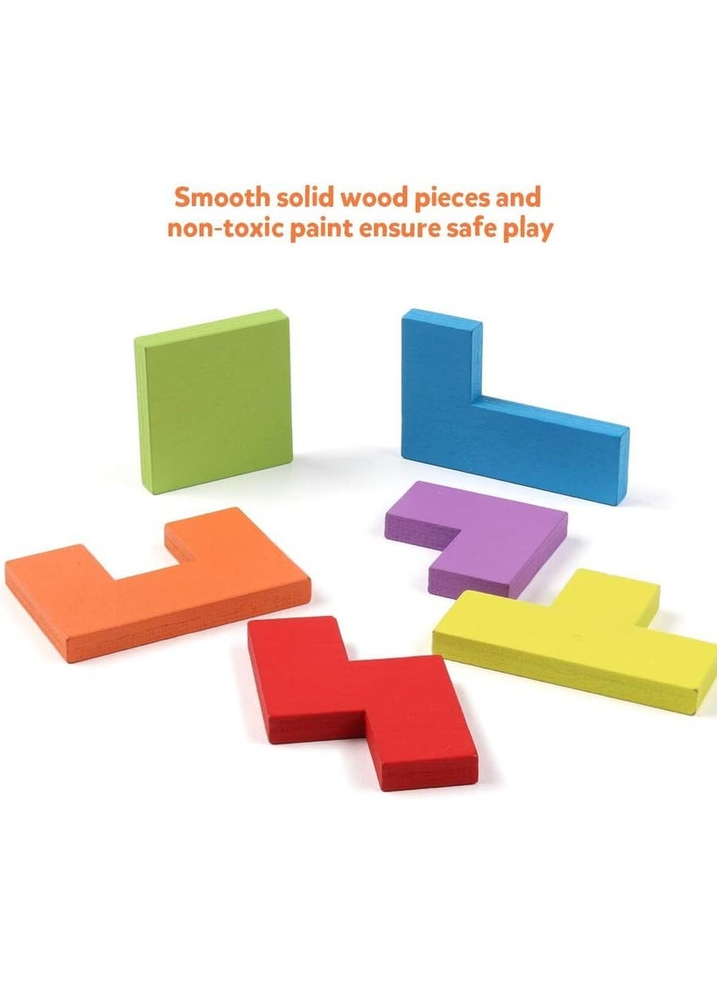 XICEN - Wooden 3D Russian Blocks Jigsaw Puzzle Tetris Game STEM Montessori Educational Brain Teasers Toy for Kids - Image 1