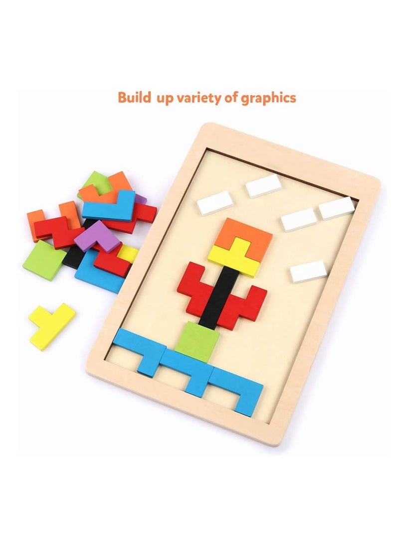 XICEN - Wooden 3D Russian Blocks Jigsaw Puzzle Tetris Game STEM Montessori Educational Brain Teasers Toy for Kids - Image 1