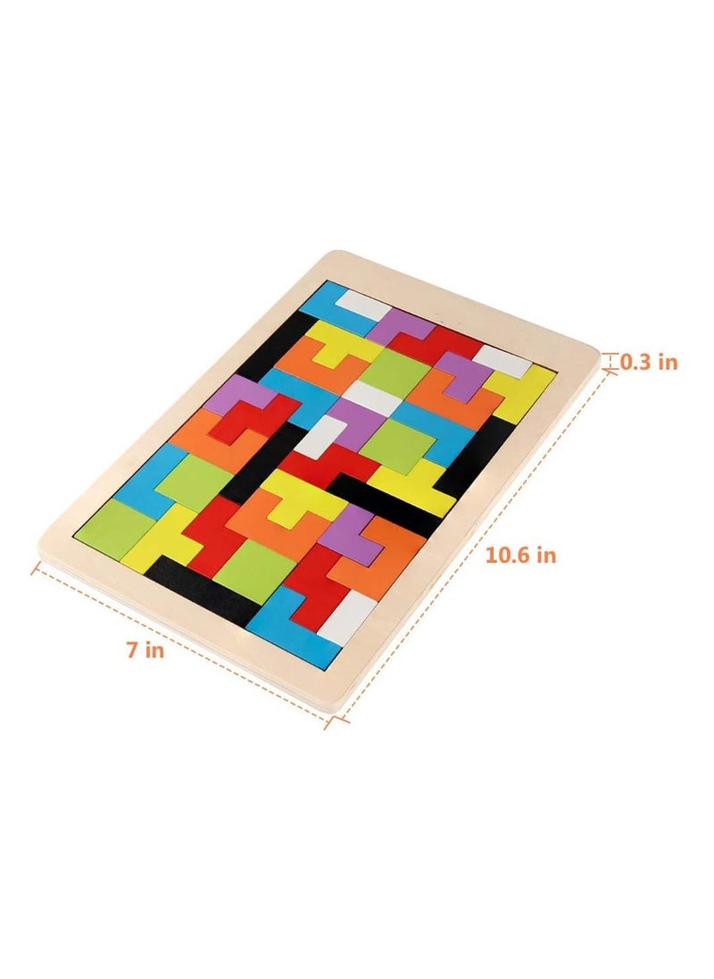 XICEN - Wooden 3D Russian Blocks Jigsaw Puzzle Tetris Game STEM Montessori Educational Brain Teasers Toy for Kids - Image 1