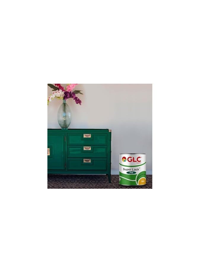 GLC Green Glossy Wood Lacquer Paint, 1 kg Pack + 2-inch Paint Brush + 1 meter of Coarse Sandpaper and 1 meter of Fine Sandpaper - Image 1
