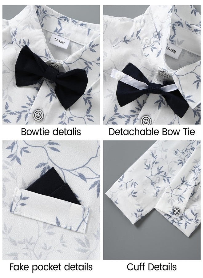 nilikastta Toddler Boy Outfit Boy Suit Boy Dress Shirt with Bowtie/Suspender Pants Gentleman Wedding Outfits 1-10 Years, Navy Blue3, 8-9 Years - Image 4