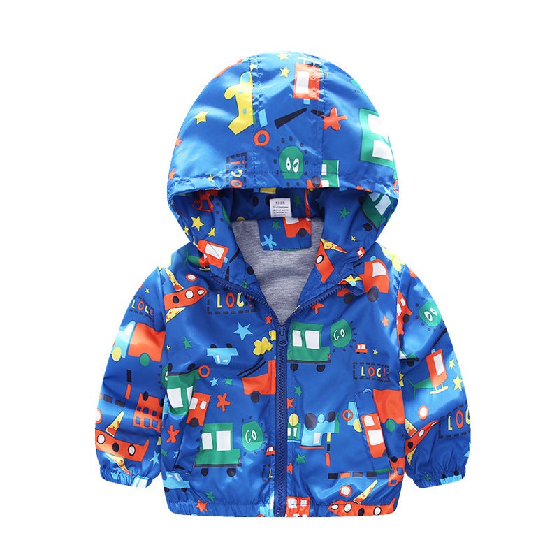 Korean Quality Children'S Wear Boys' Baby Mid-Child Cartoon Car Plane Early Autumn Spring Warm Jacket Hooded Outer Pullover - Image 2