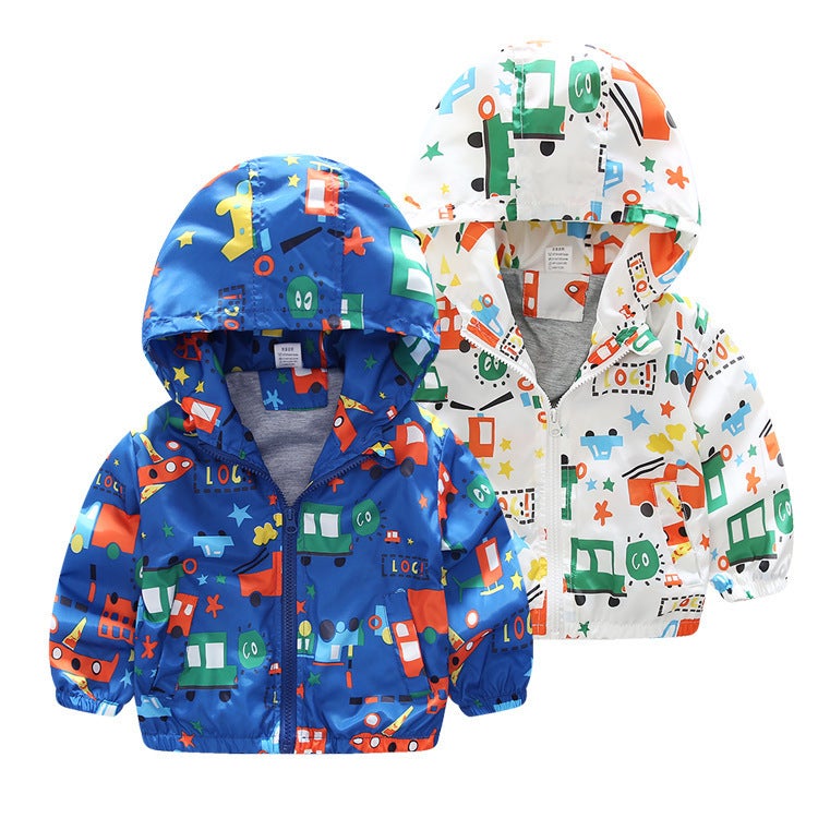 Korean Quality Children'S Wear Boys' Baby Mid-Child Cartoon Car Plane Early Autumn Spring Warm Jacket Hooded Outer Pullover - Image 3