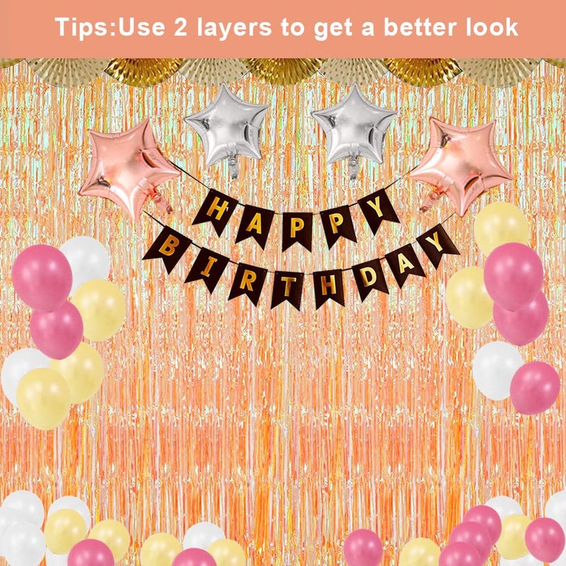 BEAYFILY 3 Pack Fringe Curtains Party Decorations,Tinsel Backdrop Curtains for Parties,Photo Booth Wedding Graduations Birthday Christmas Event Party Supplies (Transparent Orange) - Image 5