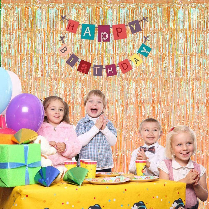 BEAYFILY 3 Pack Fringe Curtains Party Decorations,Tinsel Backdrop Curtains for Parties,Photo Booth Wedding Graduations Birthday Christmas Event Party Supplies (Transparent Orange) - Image 3