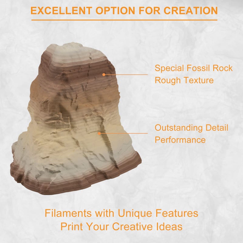 OVERTURE Rock PLA Filament 1.75mm, Marble PLA 3D Printer Filament 1kg Spool (2.2lbs), Dimensional Accuracy +/- 0.02 mm, Fit Most FDM Printer (Fossil Rock) - Image 3