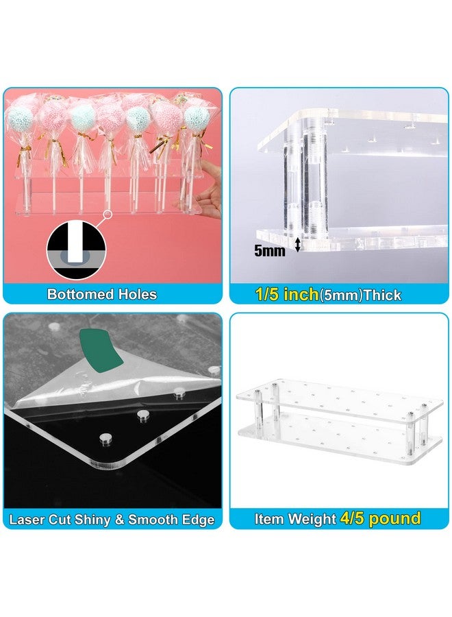 Goabroa Cake Pop Stand, 21 Holes Clear Acrylic Cake Pop Kit with 300 PCS Cake Pop Sticks and Wrappers, Cake Pop Making Accessories for Weddings Birthday Parties Baby Shower Halloween - Image 4