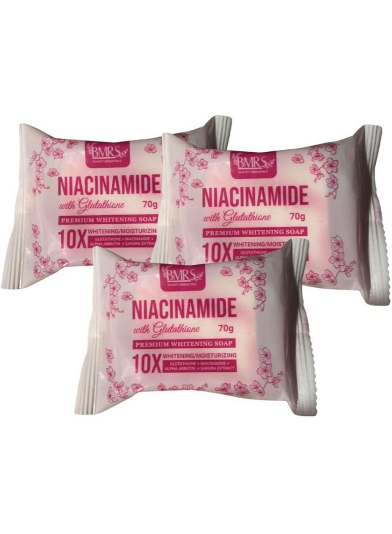 BMRS NIACINAMIDE GLUTA SOAP 10X WHITENING & MOISTURIZING 3pcs