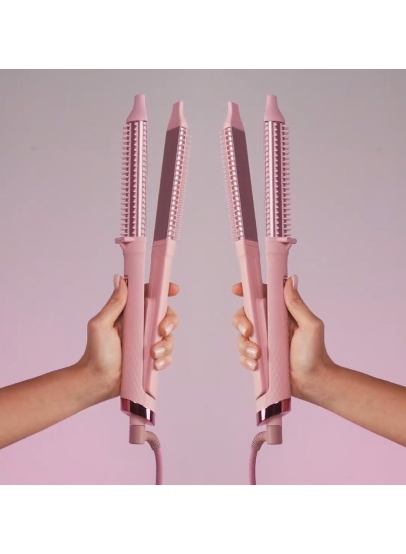 CLARA Dual Slim Hair Straightener Brush 2-in-1 Candy Pink| Electric Straightening Brush & Slim Styling Tool | 3 Heat Settings | Fast Heat Distribution | Anti-Frizz & Precision Styling for Roots & Flyaways Candy - Image 3