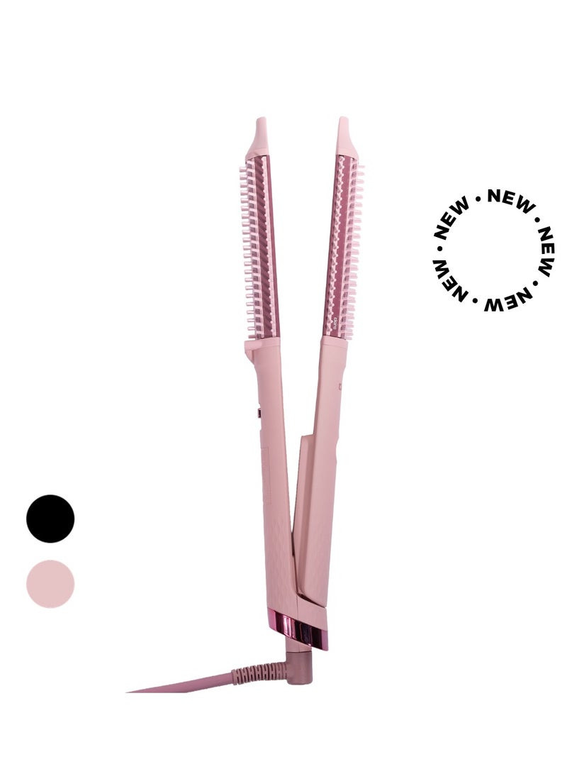 CLARA Dual Slim Hair Straightener Brush 2-in-1 Candy Pink| Electric Straightening Brush & Slim Styling Tool | 3 Heat Settings | Fast Heat Distribution | Anti-Frizz & Precision Styling for Roots & Flyaways Candy - Image 1