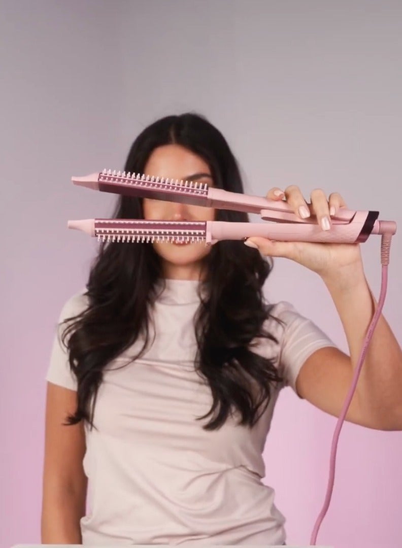 CLARA Dual Slim Hair Straightener Brush 2-in-1 Candy Pink| Electric Straightening Brush & Slim Styling Tool | 3 Heat Settings | Fast Heat Distribution | Anti-Frizz & Precision Styling for Roots & Flyaways Candy - Image 5