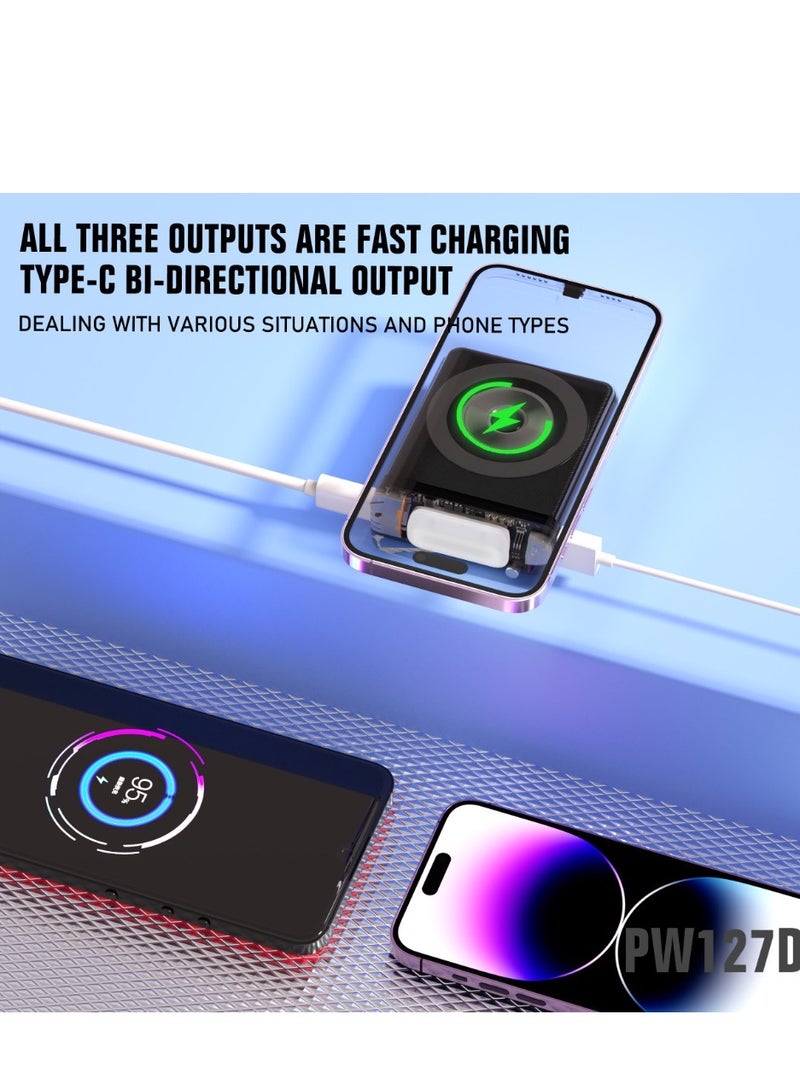 Lenyes PW127D Power Bank 10000mAH-15W Magnetic Wireless Charge ,PD2OW Fast Charge - Image 2