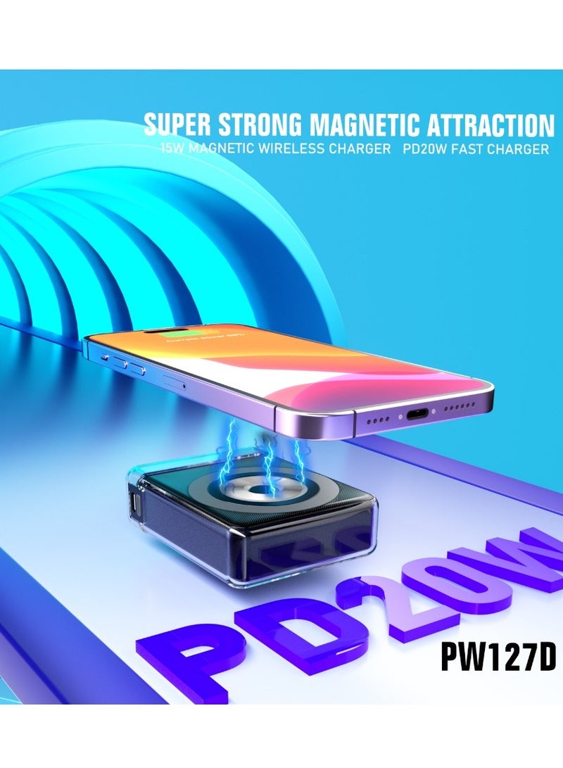 Lenyes PW127D Power Bank 10000mAH-15W Magnetic Wireless Charge ,PD2OW Fast Charge - Image 3