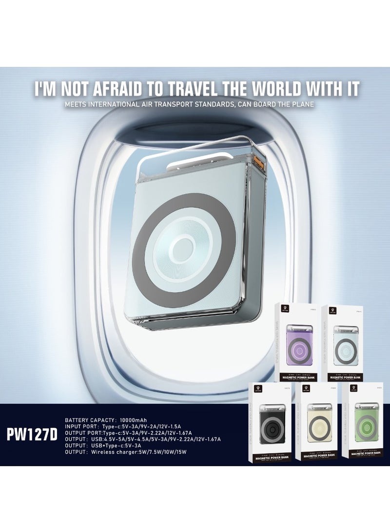 Lenyes PW127D Power Bank 10000mAH-15W Magnetic Wireless Charge ,PD2OW Fast Charge - Image 4