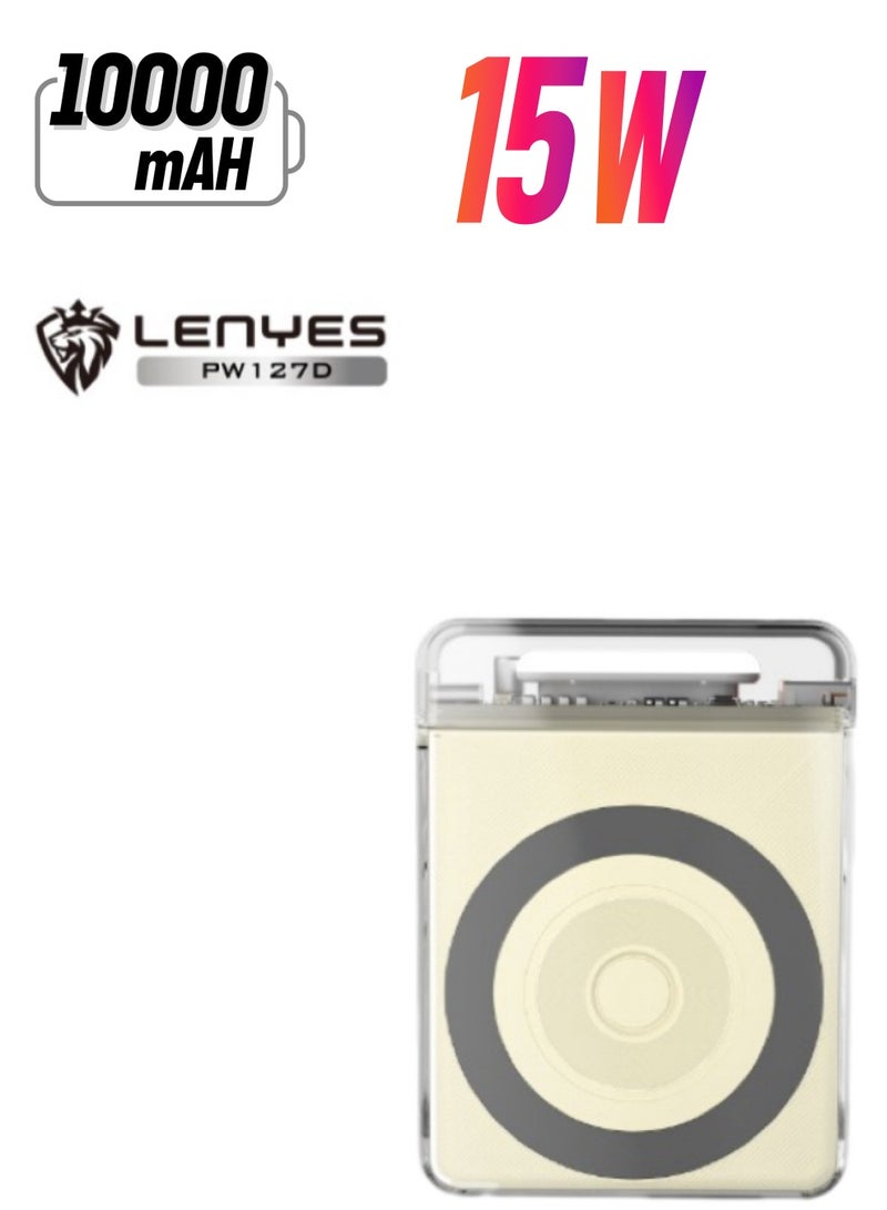 Lenyes PW127D Power Bank 10000mAH-15W Magnetic Wireless Charge ,PD2OW Fast Charge - Image 1