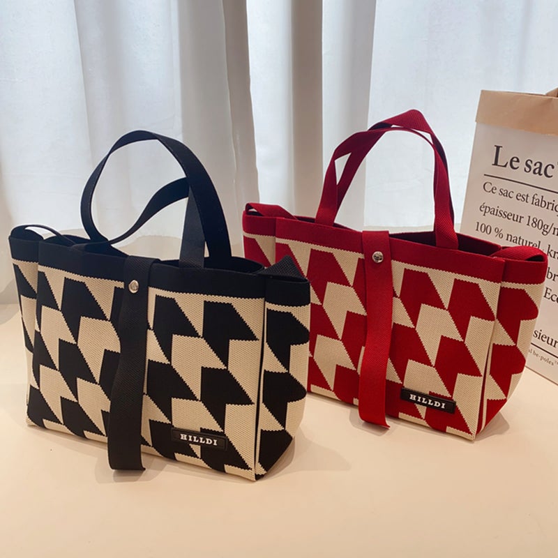 Autumn New Korean Style Niche Design Houndstooth Shoulder Bag Tote Bag Casual All-Match Hand Bag Crossbody Bag - Image 5