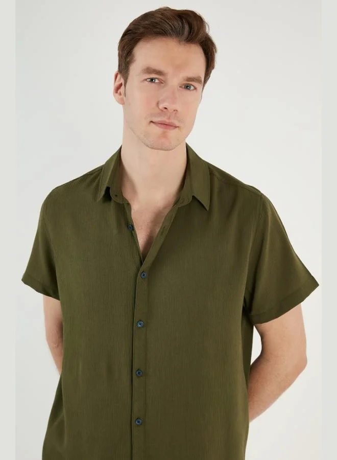 Buratti  Buratti Cotton Blend Short Sleeve Regular Fit Shirt Men's SHIRT CF23S113139 for Men | Best Price UAE