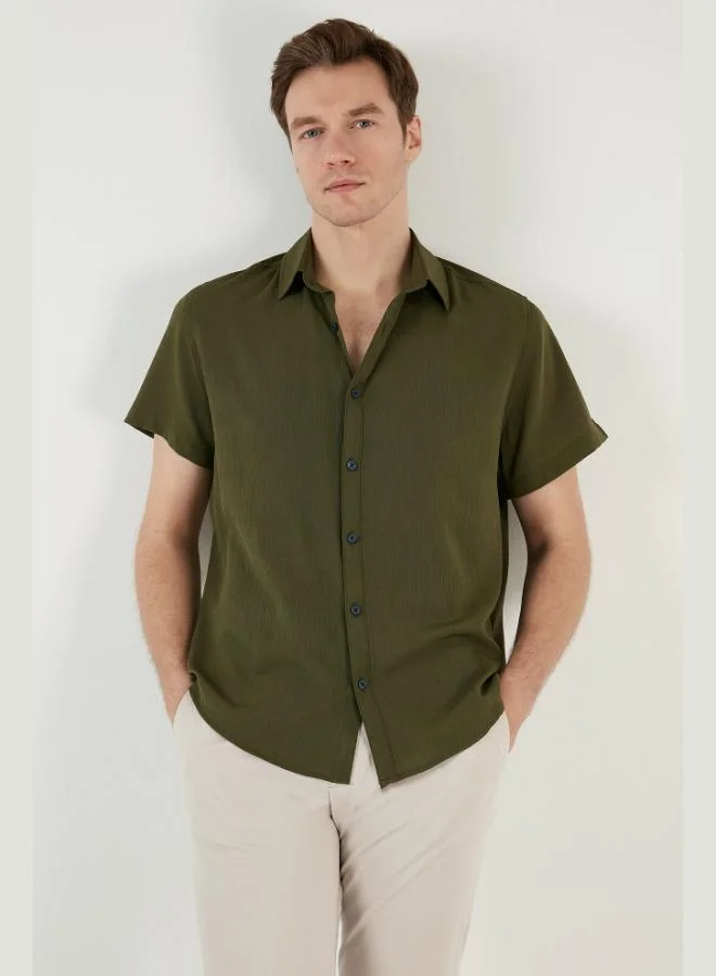 Buratti  Buratti Cotton Blend Short Sleeve Regular Fit Shirt Men's SHIRT CF23S113139 for Men | Best Price UAE