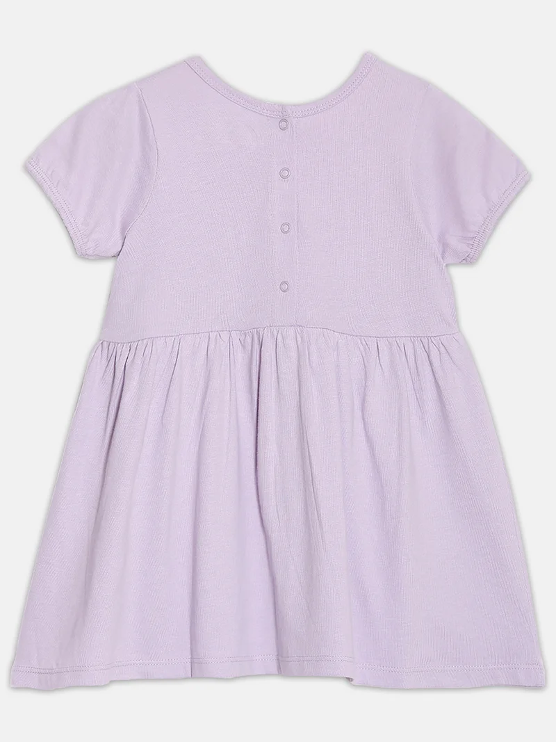 Broon Broon Infant Girls Purple Printed Organic Cotton Dress