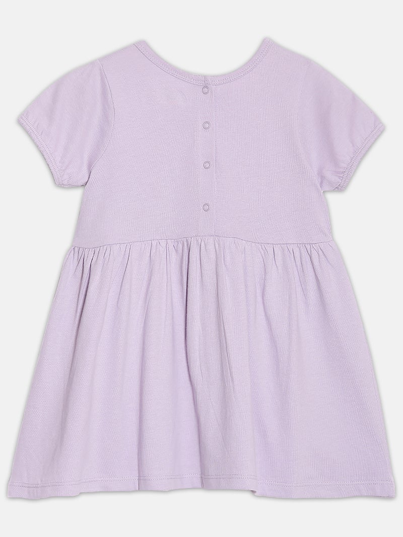 Broon Infant Girls Purple Printed Organic Cotton Dress - Image 2