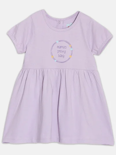 Broon Broon Infant Girls Purple Printed Organic Cotton Dress