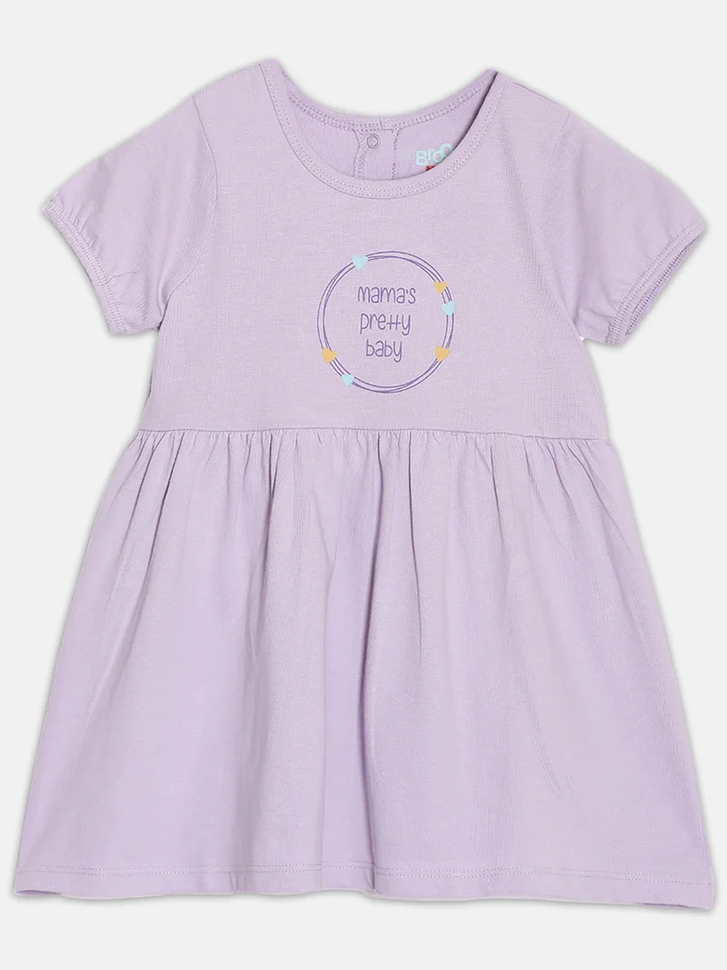 Broon Broon Infant Girls Purple Printed Organic Cotton Dress