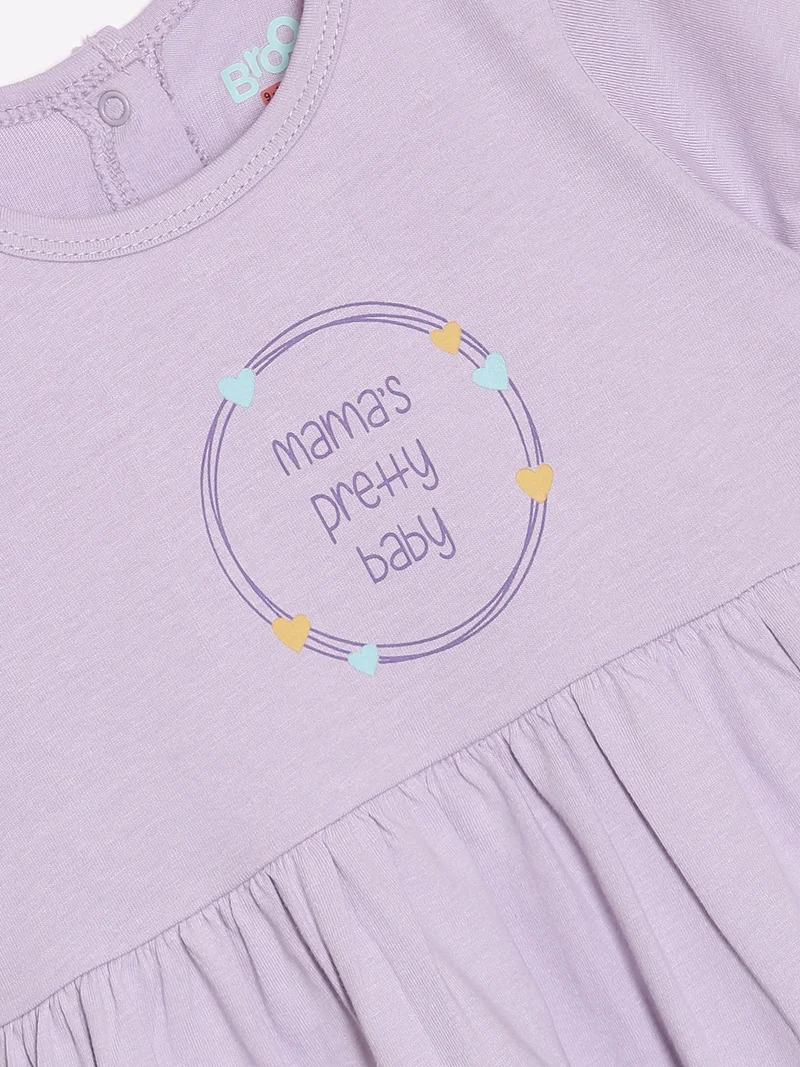 Broon Broon Infant Girls Purple Printed Organic Cotton Dress