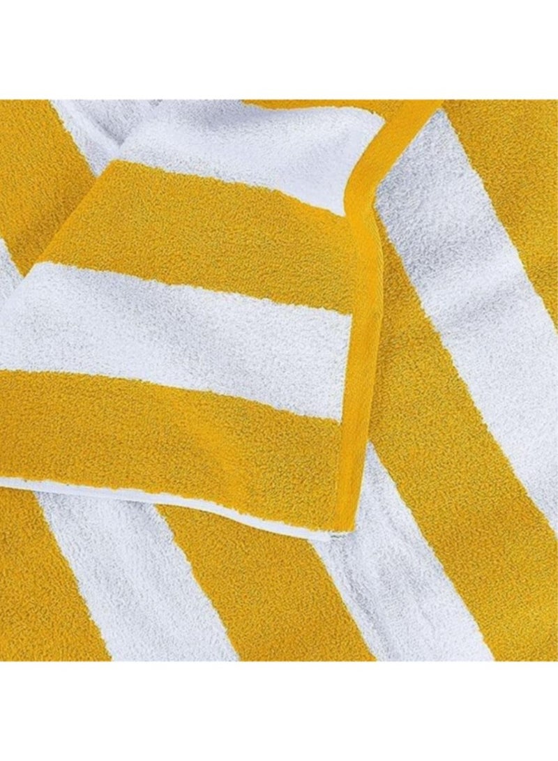 مناشف حمام سباحة فاخرة، 90×180 سم، (1 قطعة) (شريط أصفر وأبيض) - Image 2