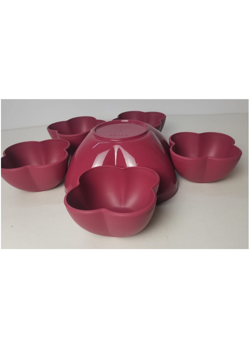 Generic High Quality Plastic Rose Fruit Salad Set - 6 Pieces - Burgundy  - Image 4