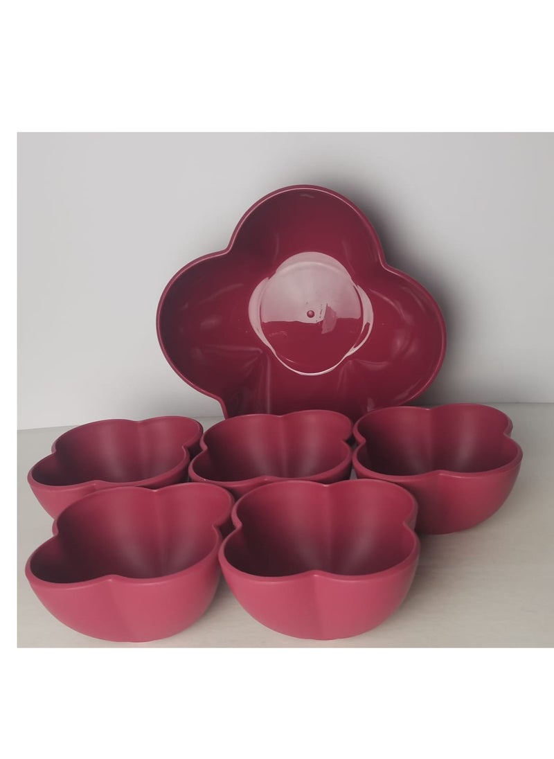 Generic High Quality Plastic Rose Fruit Salad Set - 6 Pieces - Burgundy  - Image 5