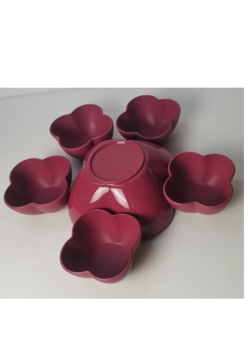Generic High Quality Plastic Rose Fruit Salad Set - 6 Pieces - Burgundy  - Image 1