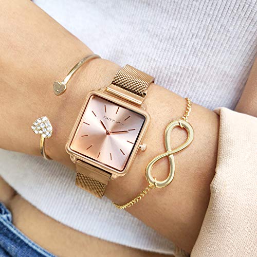 Joker & Witch Stainless Steel Sunshine Rosegold Analog Watch Bracelet Set For Women, Rose Gold Dial, Rose Gold Band - Image 2