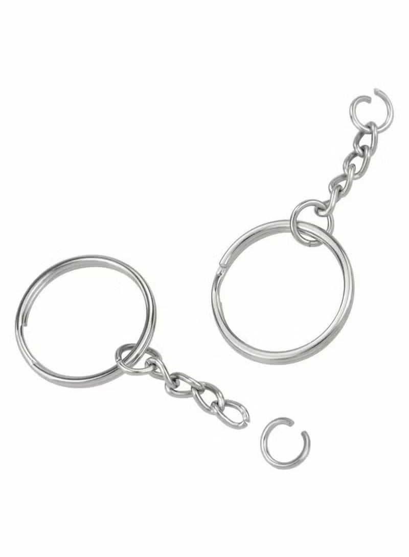 Ailily 100pcs Metal Split Key Chain Rings with Chain Silver Key Ring and Open Jump Rings Bulk - Image 3