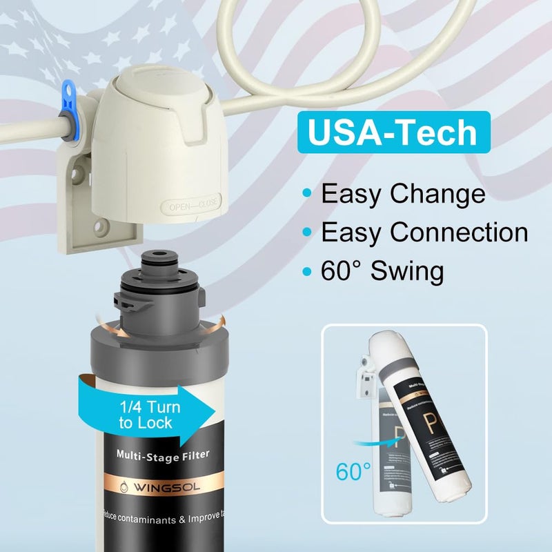 WINGSOL ?????????????? Under Sink Water Filter Replacement  Reduce 99.99% Chlorine  Heavy Metals  Odor  Smell  Rust  Sediment  8K Life & High-Flow  Multi-Stage Filter  Compatible With Ws-Qc-001/ Ws-Qc-001(F) - Image 3