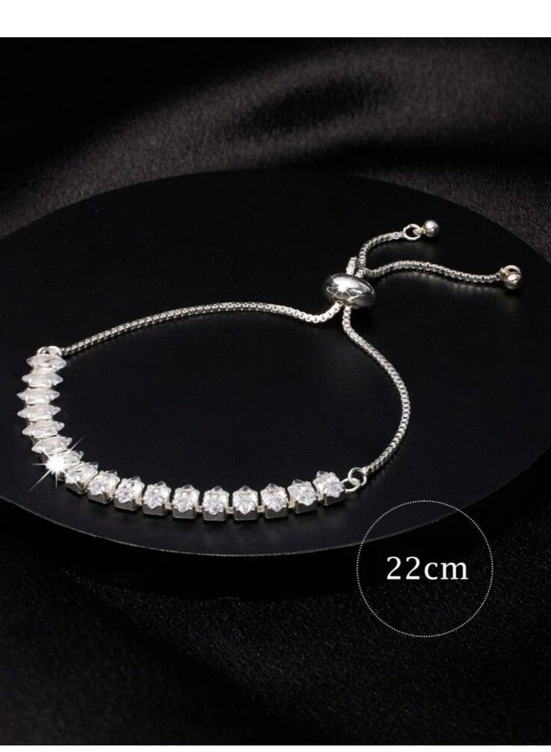 Elegant Silver Zirconia Bracelet