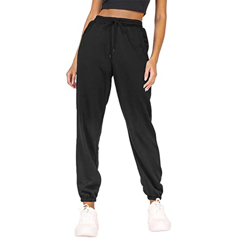 Womens High Waist Velvet Joggers Casual Sweatpants White - Image 2