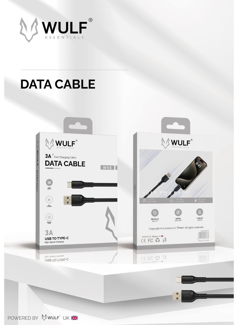 كابل شحن سريع W115 3A من WULF Essentials - من USB إلى Type-C